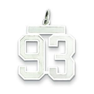 Sterling Silver/Rhodium-plated Satin Number 93 Charm
